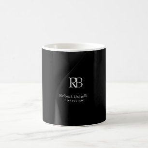 Plain Modern Grey Monogram Initials Name  Coffee Mug