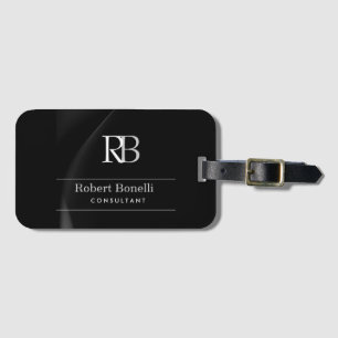 Plain Modern Grey Monogram Initials Name  Luggage Tag