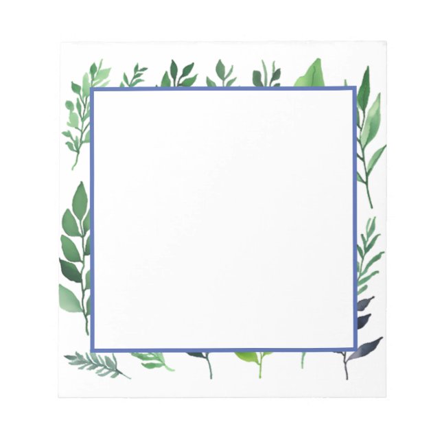 Plain Modern Minimalist Floral Greenery Notepad (Front)