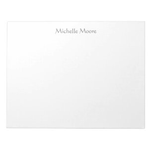 Plain Modern Minimalist Name Personalised Notepad
