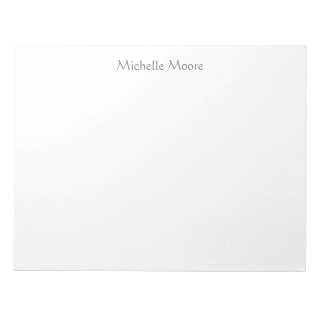 Plain Modern Minimalist Name Personalised Notepad (Front)