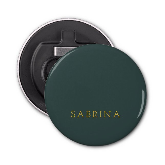 Plain Modern Minimalist Own Name Dusty Green Bottle Opener (Front)