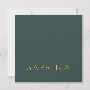 Plain Modern Minimalist Own Name Dusty Green Card