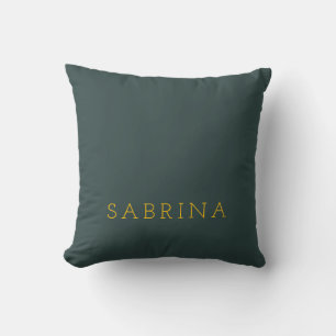 Plain Modern Minimalist Own Name Dusty Green Cushion