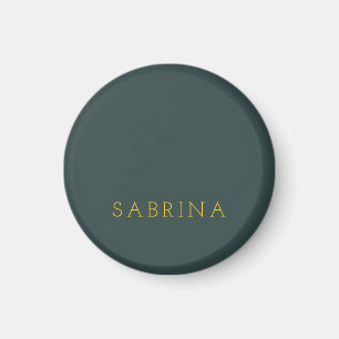 Plain Modern Minimalist Own Name Dusty Green Magnet