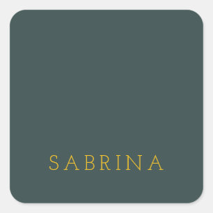 Plain Modern Minimalist Own Name Dusty Green Square Sticker