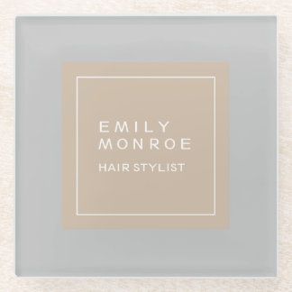 Plain Modern Minimalist Your Name Pastel Colour Glass Coaster
