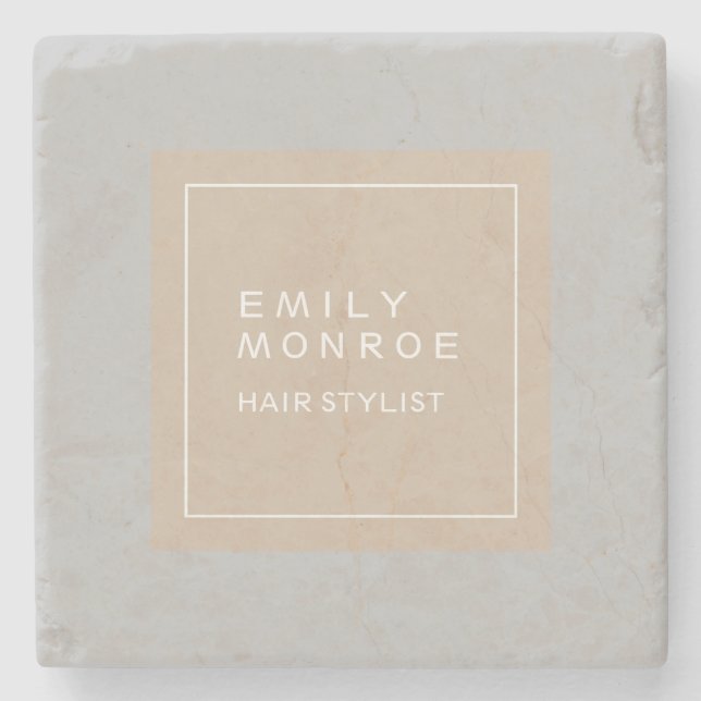 Plain Modern Minimalist Your Name Pastel Colour Stone Coaster (Front)