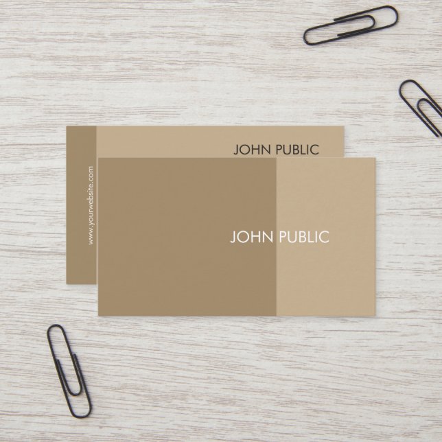 Plain Modern Professional Elegant Brown and Beige Business Card (Front/Back In Situ)