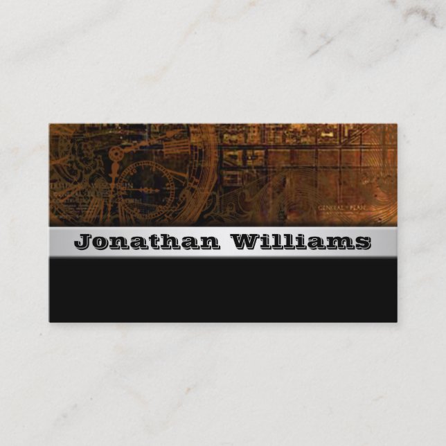 Plain Modern Professional Steampunk Business Cards (Front)