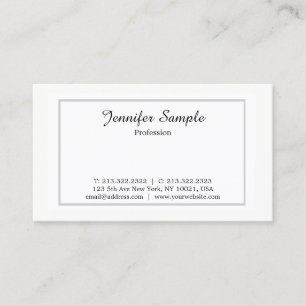 Plain Modern Professional White Simple Minimalist Business Card