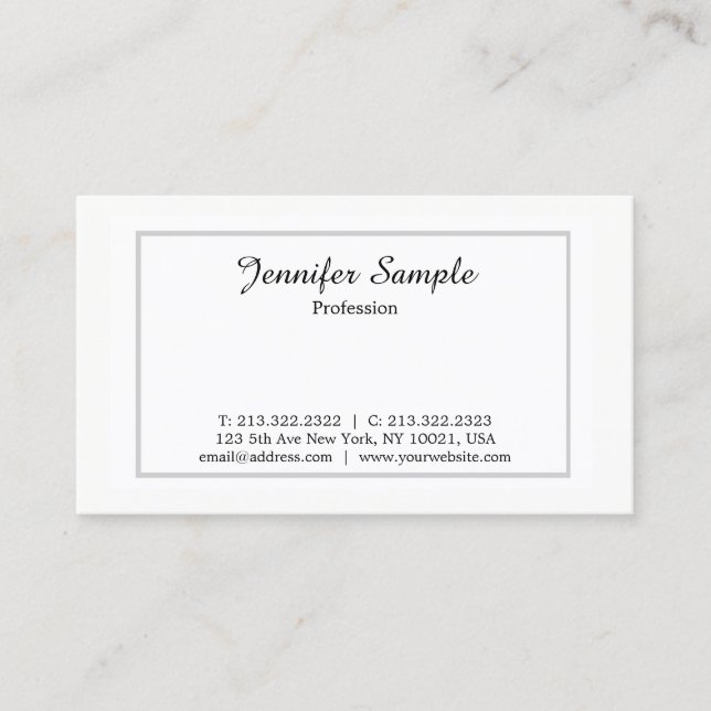 Plain Modern Professional White Simple Minimalist Business Card (Front)