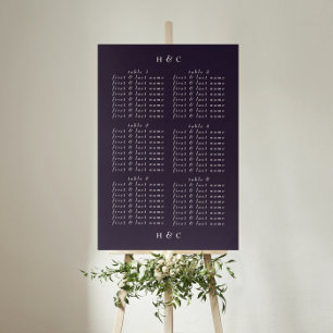 Plain Modern Purple Wedding Seating Chart