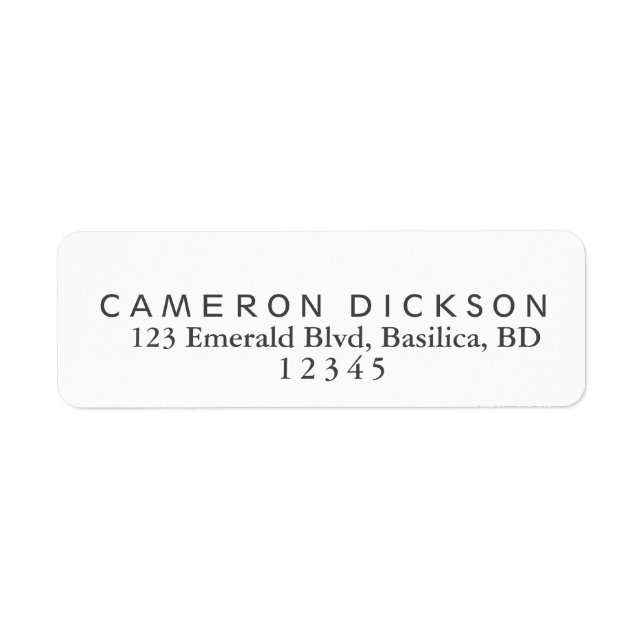 Plain Modern Return Address Labels Add Your Name (Front)