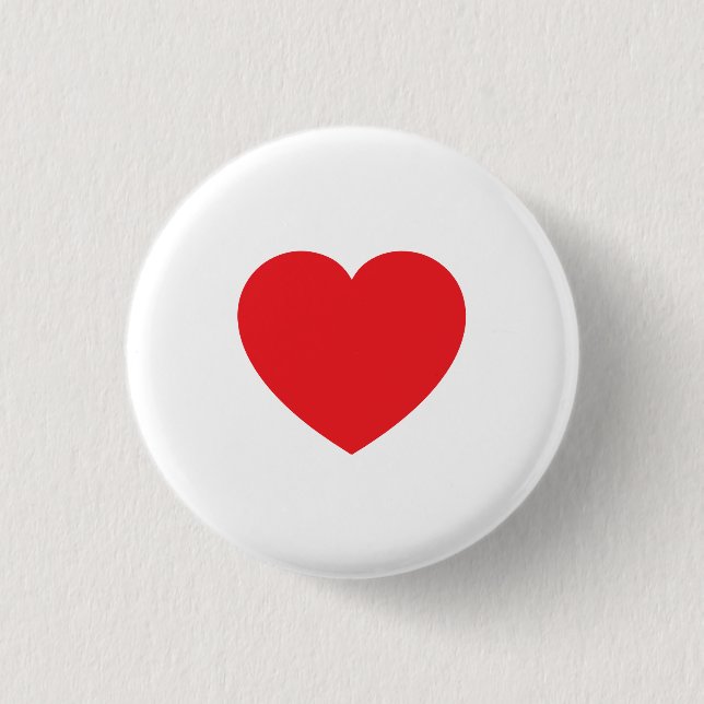 Plain Modern White Red Love Heart Graphic 3 Cm Round Badge (Front)