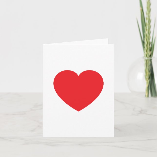 Plain Modern White Red Love Heart Graphic Card (Front)
