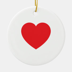 Plain Modern White Red Love Heart Graphic Ceramic Tree Decoration