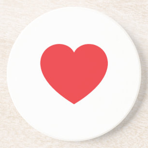 Plain Modern White Red Love Heart Graphic Coaster
