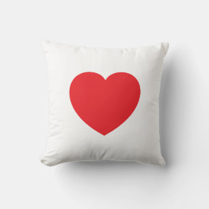 Plain Modern White Red Love Heart Graphic Cushion
