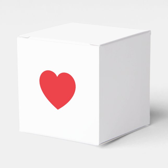 Plain Modern White Red Love Heart Graphic Favour Box (Front Side)