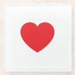 Plain Modern White Red Love Heart Graphic Glass Coaster<br><div class="desc">Plain Minimalist Modern Designs. They're all simple,  attractive,  unique.</div>