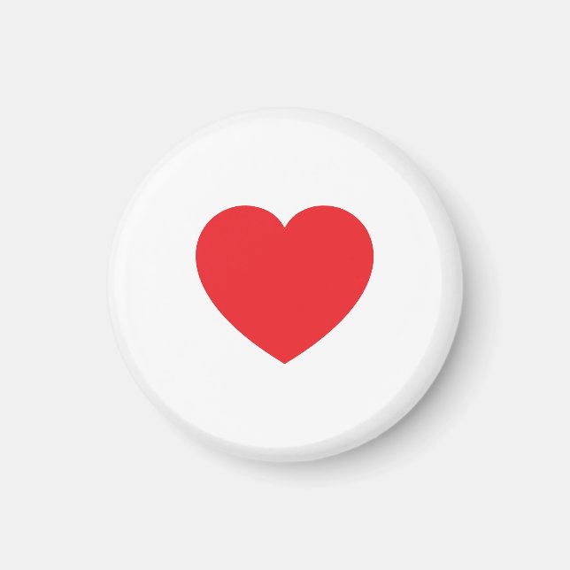 Plain Modern White Red Love Heart Graphic Magnet (Front)