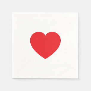 Plain Modern White Red Love Heart Graphic Napkin
