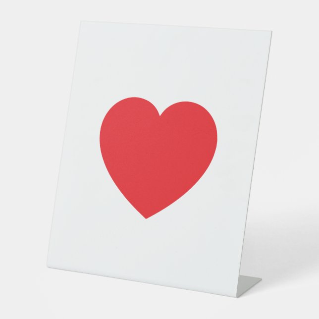 Plain Modern White Red Love Heart Graphic Pedestal Sign (Front)