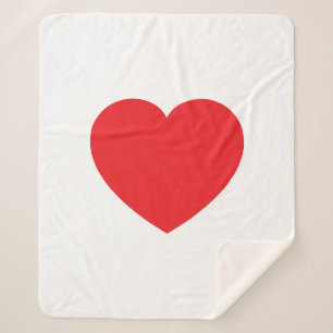 Plain Modern White Red Love Heart Graphic Sherpa Blanket