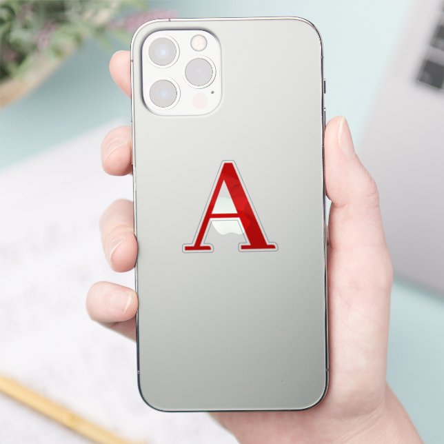 Plain Modern White Red Monogram Initial Letter (Phone)