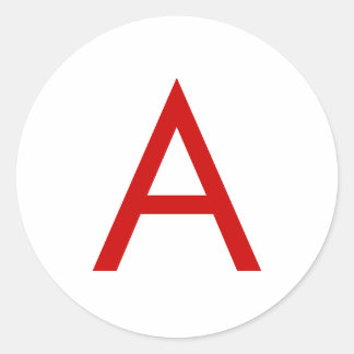 Plain Modern White Red Monogram Initial Letter Classic Round Sticker