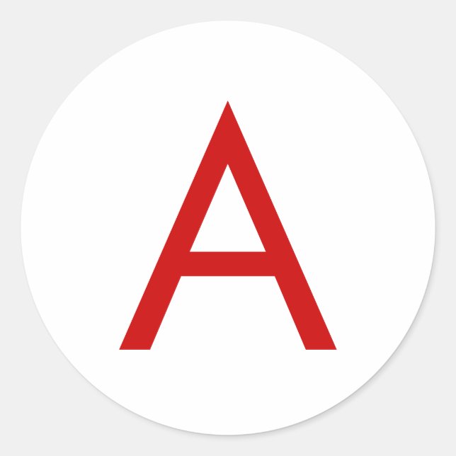 Plain Modern White Red Monogram Initial Letter Classic Round Sticker (Front)