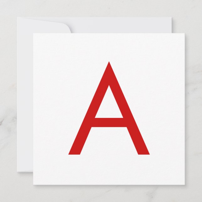 Plain Modern White Red Monogram Initial Letter Invitation (Front)