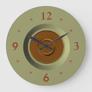 Plain Moss Green with Tan Centre> Kitchen Clocks