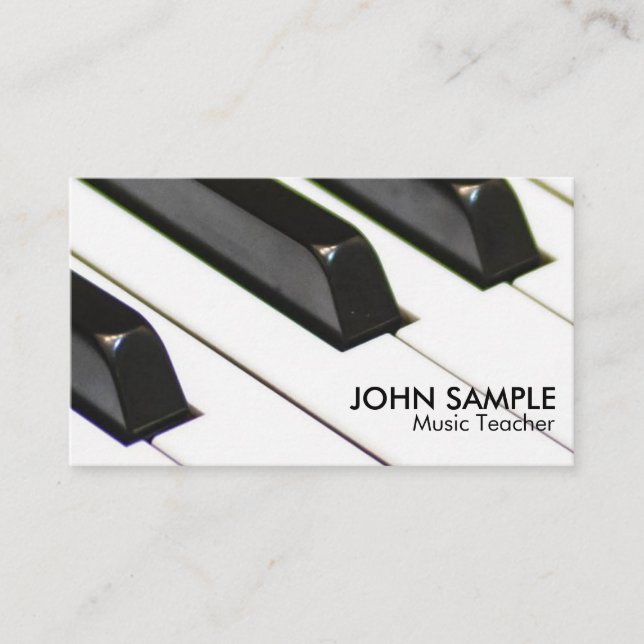Plain Music Teacher Professional Simple Business Card (Front)
