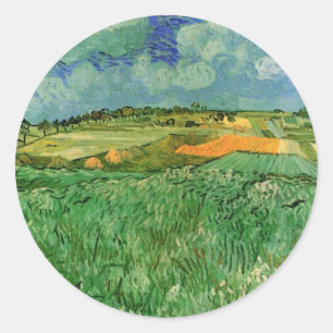 Plain Near Auvers by Vincent van Gogh Classic Round Sticker