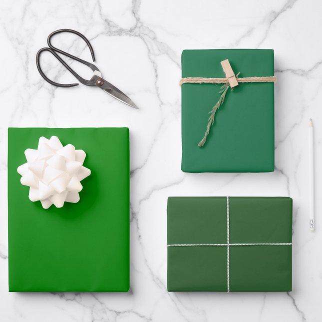 Plain Office Spring Mughal Green Shades 3 Tones Wrapping Paper Sheet (Front)