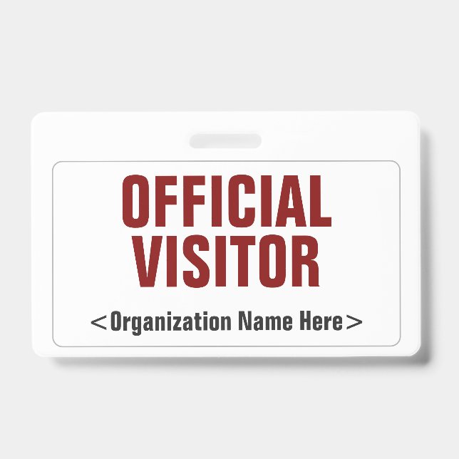 Plain "OFFICIAL VISITOR" Badge ID Badge (Front)