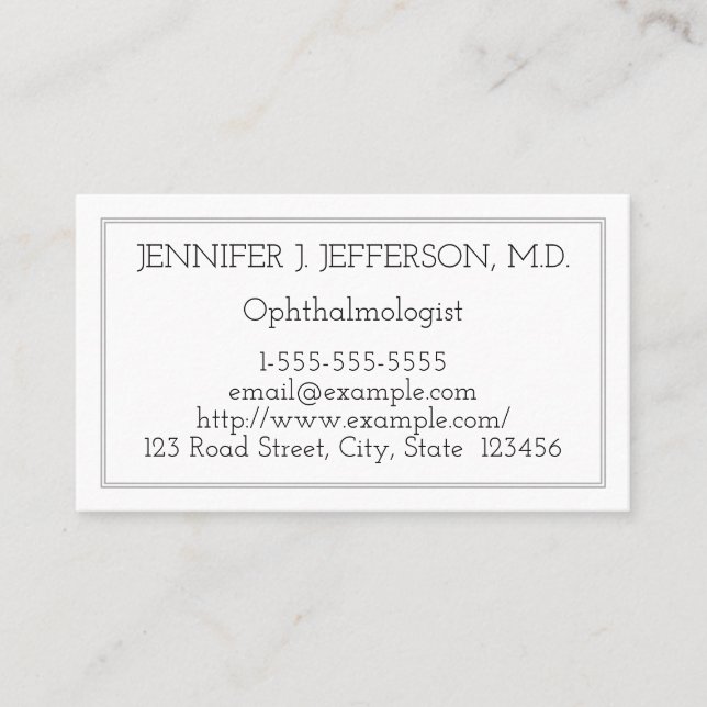 Plain Ophthalmologist Doctor Business Card (Front)