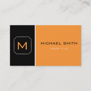 Plain Orange & Black Elegant Professional Modern Business Card