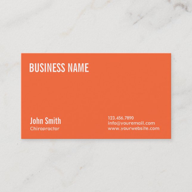 Plain Orange Chiropractor Business Card (Front)