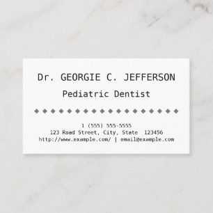 Plain Paediatrics Dentist Business Card