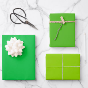 Plain Pastel Kelly Sheen Green Shades 3 Tones Wrapping Paper Sheet