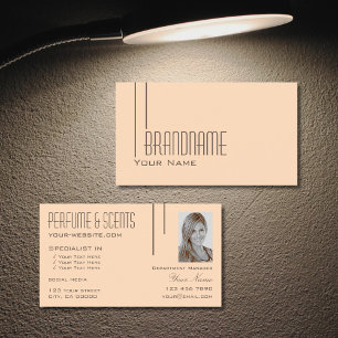 Plain Pastel Peach with Photo Professional Modern Business Card