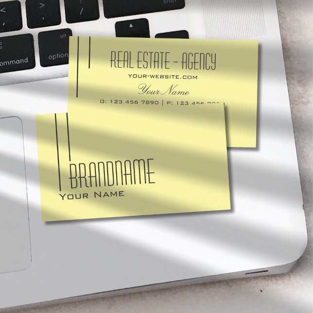 Plain Pastel Yellow Modern Simple and Professional Business Card (Creator Uploaded)