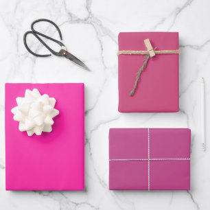 Plain Persian Ruber Mulberry Pink Shades 3 Tones Wrapping Paper Sheet