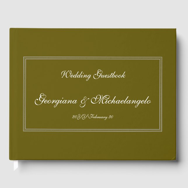 Plain, Personalised Wedding Guest Book (Front)