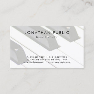 Plain Piano Music Teacher Professional Simple Business Card
