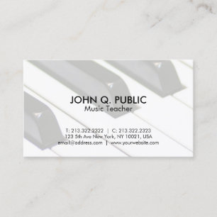 Plain Piano Music Teacher Professional Simple Business Card