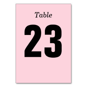 Plain, Pink and Black Table Number Card